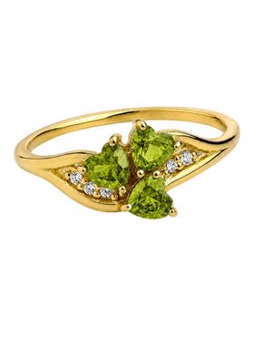 Belinda Jewelz Peridot Triple Heart Cluster Birthstone Ring - Yellow