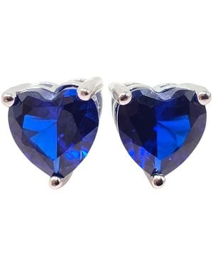 Sophelia Sapphire Heart Sterling Stud Gemstone Earrings - Blue
