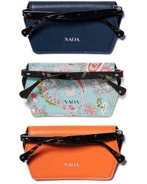 Naoa Three Pack Apple-Leather Slim Glasses Case - Blue