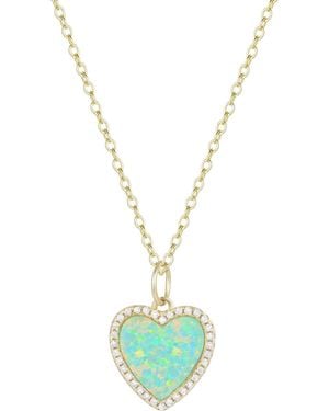 KAMARIA Opal Heart Necklace With Crystals - Metallic