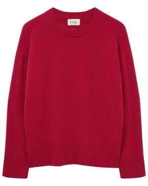 Loop Cashmere Cashmere Longline Crew Neck Jumper - Red