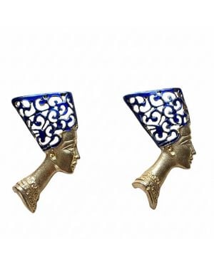 Silver & Elegant Co. The Nefertiti Enamel Earrings - Blue
