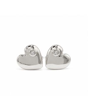 Cier Diamond Heart Stud Earrings - White