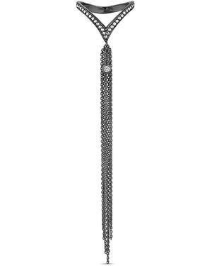 SALLY SKOUFIS Minx Chain Ring With Made Diamonds - White