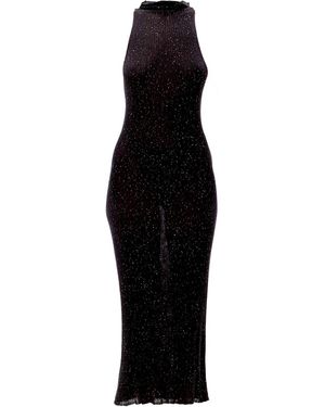 Maison Bogomil Halter Neck Fine Knit Sequin Dress - Black