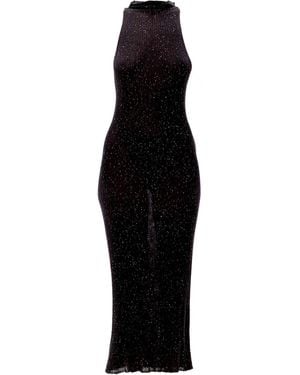 Maison Bogomil Halter Neck Fine Knit Sequin Dress - Black