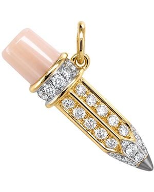 Artisan 18K & Mop & Diamond Pencil Pendant - Metallic