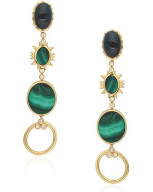 The Jewelz Bloodstone And Malachite Charmed Dangler Earrings - Green