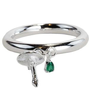 NASI SILVER Wobbling Shroom Dangling Ring- Spinel - White