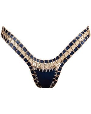 Luxsea Swimwear Lucia Shimmer Crochet Bikini Bottom - Blue