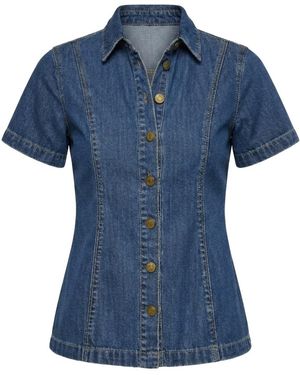 Modenaire Structured Denim Shirt Refined Flare - Blue