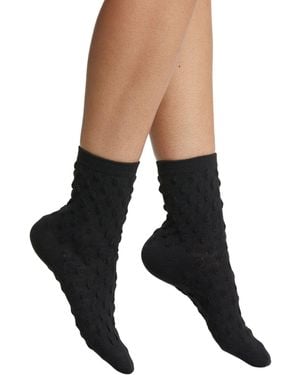 HIGH HEEL JUNGLE by KATHRYN EISMAN Waffle Combed Cotton Socks - Black