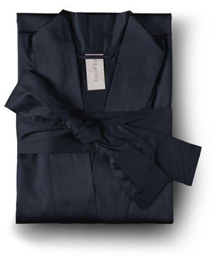Decoflux Home Kimono Dark Cotton Dressing Gown - Blue