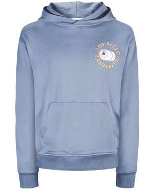 Miracles Manifester Good Luck Embroidered Hoodie - Blue