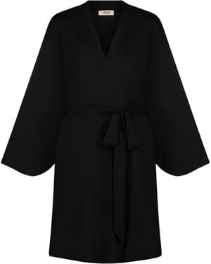Creme Loungewear Robe - Black