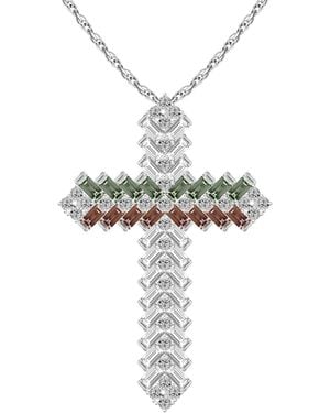 Arte Madrid Cruz Deco Chevron Cross Pendant Necklace - Metallic