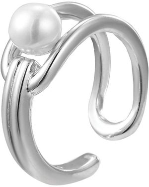 Every Wave Island- Sculptured Pearl Sterling Ring - Metallic