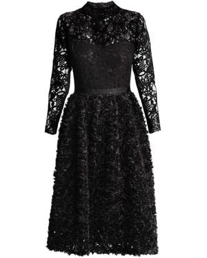 Rumour London Grazia Midi Dress With Lace Bodice And Ruffled-Tulle Skirt - Black