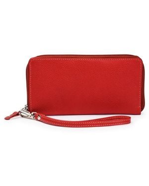 Hides Leather Co. Classic Long Envelope Wallet, Natural Leather Purse For Everyday Use - Red