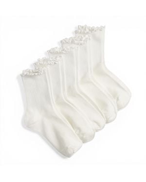 HIGH HEEL JUNGLE by KATHRYN EISMAN Premium Cotton Frill Edge Socks - White