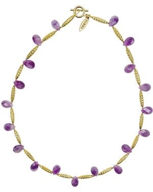 Farra Teardrop Amethyst Collar Necklace - Multicolor