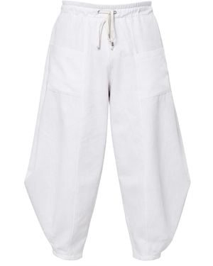 Metamorph Loose Denim Trousers With Elastic Waist - White