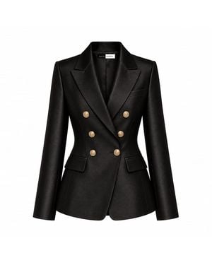 Richa Sharma Handcrafted Tailored Silk Double-Breasted Blazer - Black