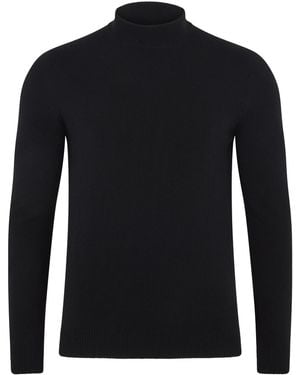 Paul James Knitwear Lightweight Merino Cashmere Tristan Mock Turtle Neck Jumper - Black