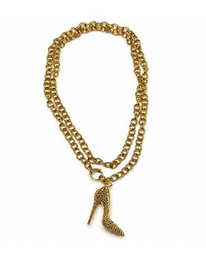Jagged Halo Jewelry I'M Bad Stiletto Heel Shoe Pendant Necklace Filled - Metallic