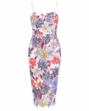 Girl In Mind Poppy Floral Lace Midi Dress - Red