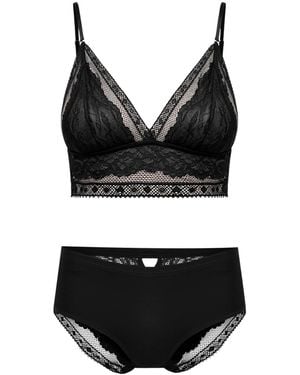 Oh!Zuza Diary Lace Lingerie Set Bralette & Briefs – - Black