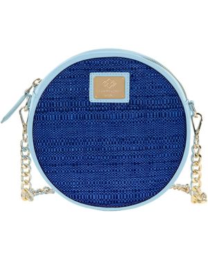 Henry Daniel Roma Turandot Blu Leather And Blu Raffia - Blue