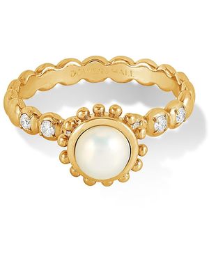 Dower & Hall Solid Anemone Ring With Pearl - Metallic