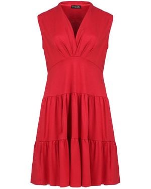 Conquista Draped V-Neck Tiered Dress