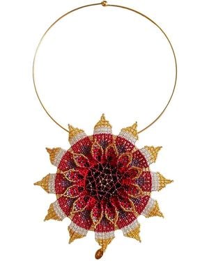 Iliana Arrazola Flower Choker - Red