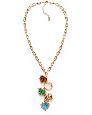 Adriana Pappas Designs Gemstone Hearts Necklace - Metallic