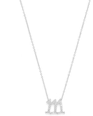 Seven Saints One, One, One Angel Number Manifestation Necklace, Topaz, Rhodium - Metallic