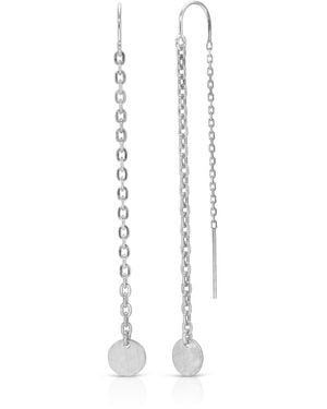 Heather Hawkins Jewelry Tiny Coin Chain Threader Earrings - White