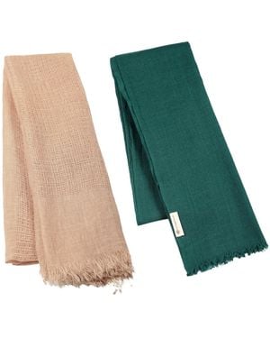 Heritagemoda Rose Neutrals Gift Saver Pack Of Two Elegant Scarves - Green