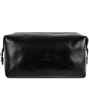 Time Resistance Leather Toiletry Bag For - Black