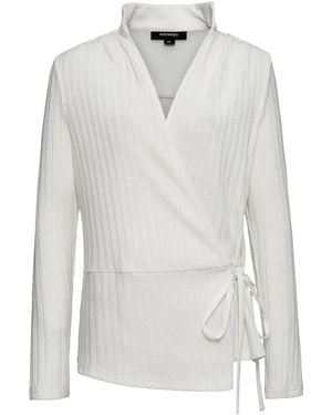 Smart and Joy Wrap Over Knitted Top - White