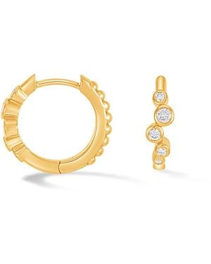 Dower & Hall Solid Diamond Cascade Huggie Hoops - Metallic