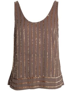 Rose & Nancy Selene Mink Sequin Vest - Brown
