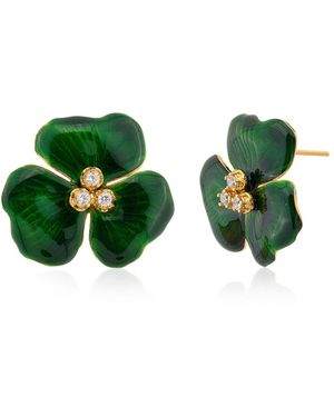 Milou Jewelry Trillium Flower Earrings - Green