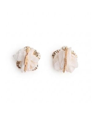 Paisie Chiffon Bloom Earrings - Pink