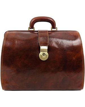 Time Resistance Large Leather Doctor Bag For - Brown