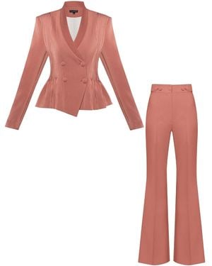 Tia Dorraine Double-Breasted Blazer & Pants Suit - White