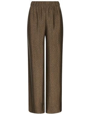 Lily Rou Silk Marina Relaxed Trousers - Brown