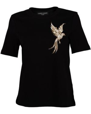 Laines London Laines Couture Embellished Bird Of Paradise T-Shirt - Black