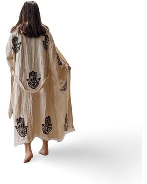 Casa Duniya Neutrals Off- Awali Kimono - Brown